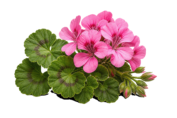 Geranium with green leaves on a white background