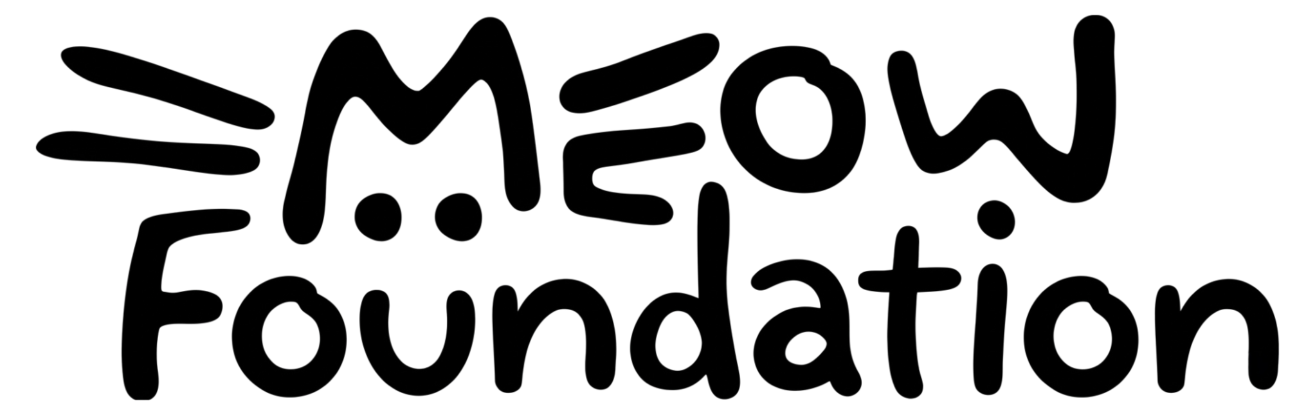 Logo of MEOW Foundation with stylized text on a white background