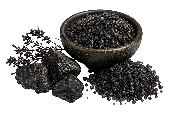 Witch's black salt in a charcoal bowl and spread out in front of the bowl