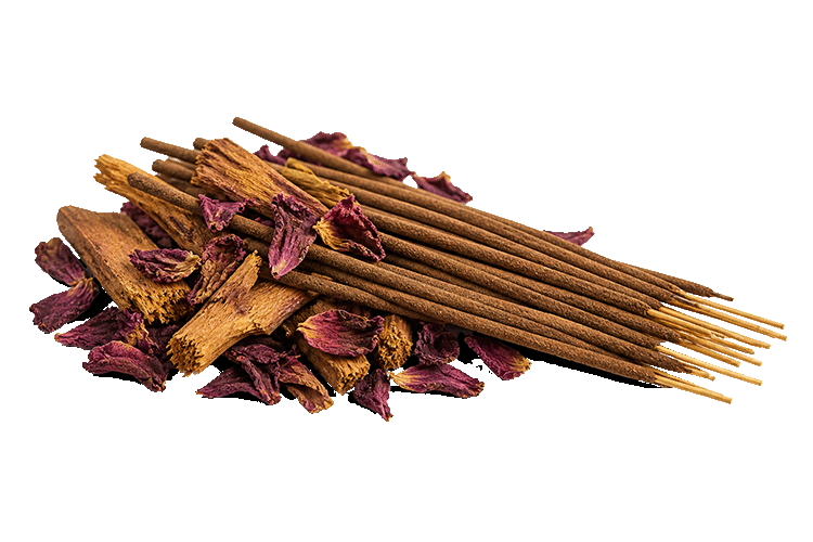 Nag champa with dried flowers on a white background